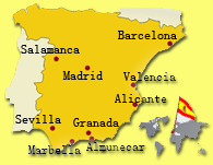 landkaartje van Spanje waarop je onze cursussteden kunt vinden